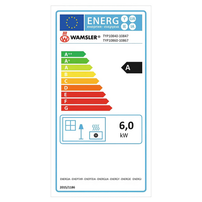 Kaminofen Wamsler Yuna Naturstein | 6 kW – Vollständiges EU-Energielabel