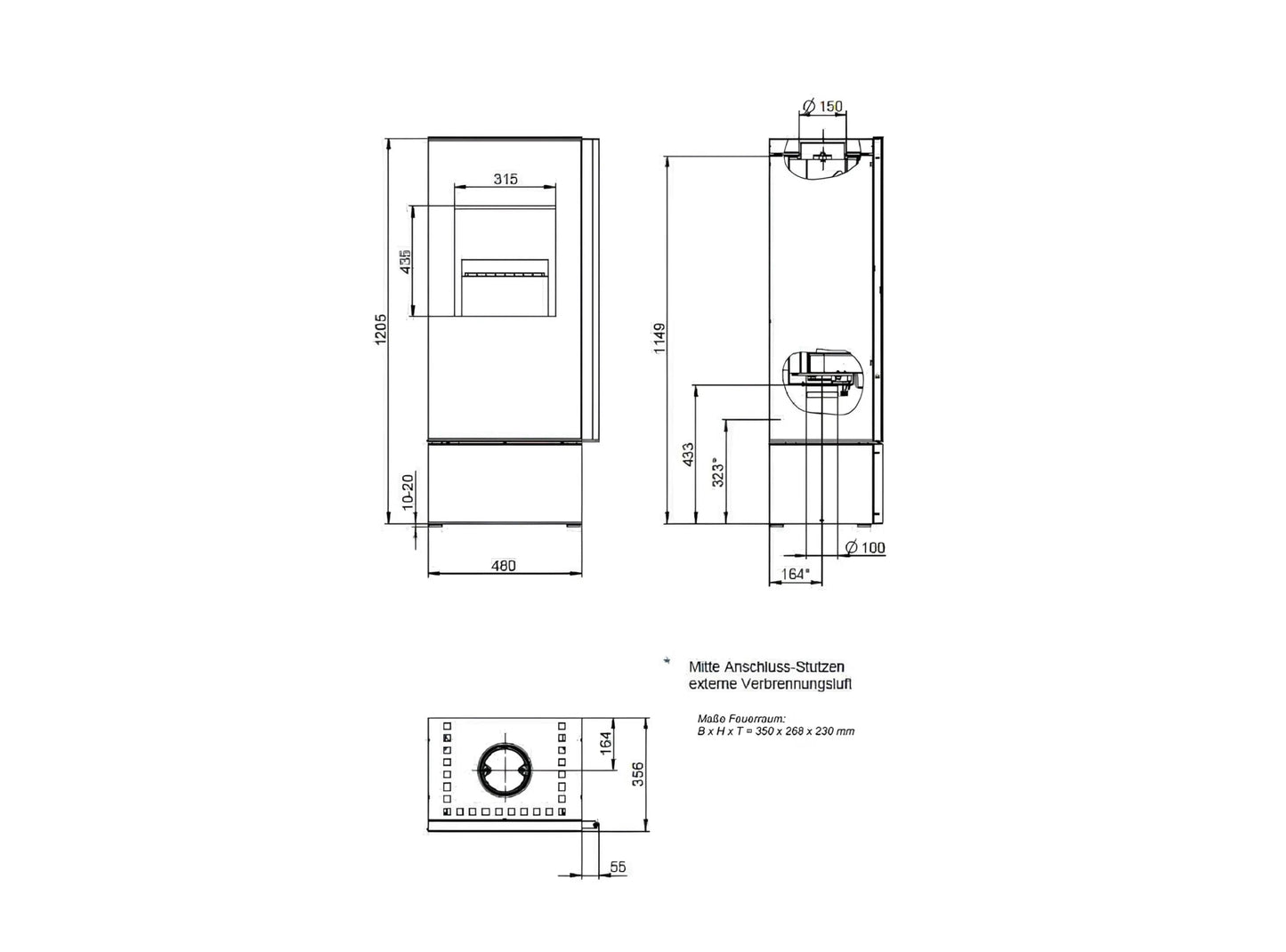 Kaminofen Wodtke Casa Duo Maße - ofenerlebnis.de