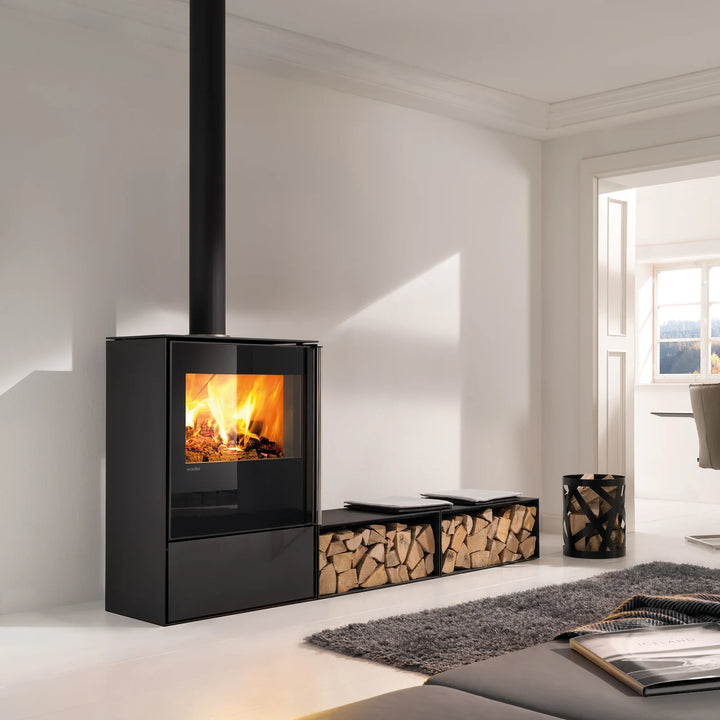 Kaminofen Wodtke myCastle mit großem Feuerraum Standard im Wohnraum