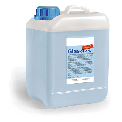 Kaminscheiben Nachfüllpack 3000 ml – Blauer Nachfüllkanister mit blauem Verschluss in schräger Ansicht