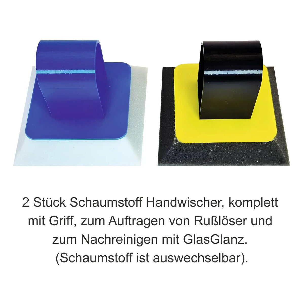 Kaminscheiben PROBIER-SET – Zwei Handwischer mit Griff und vollständigem Begleittext