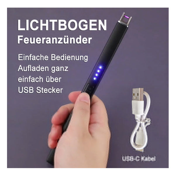 Lichtbogen-Feueranzünder – Lichtbogenanzünder mit USB-Kabel und Bedienungshinweis