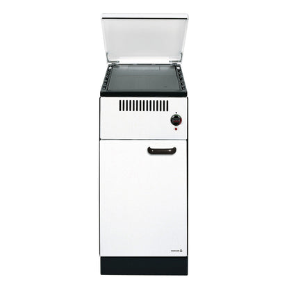 Ölherd Wamsler OZ 444 S | 4/5 kW – Schrägansicht mit geöffnetem Herddeckel