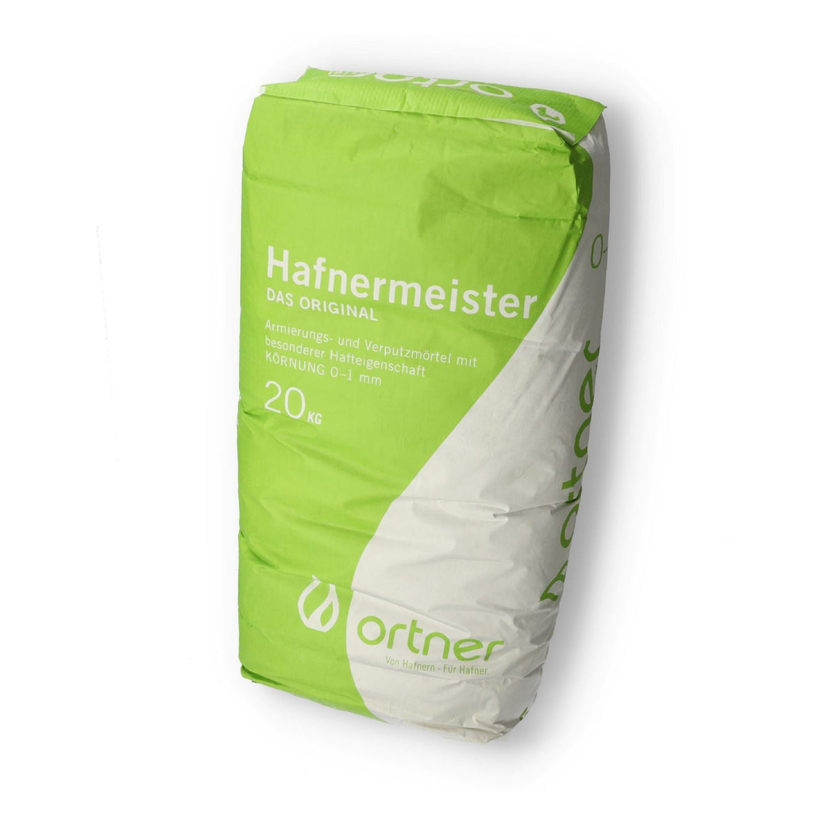 Ortner Hafnermeister 20 kg Sack, naturweiß, Körnung 0-1 mm – Originalverpackung des Hafnermörtels