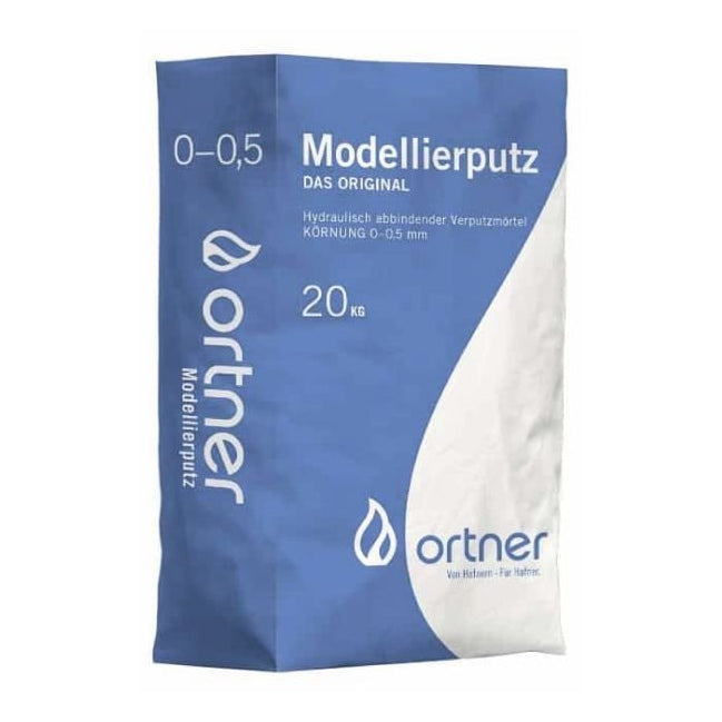 Ortner Modellierputz 0-0,5mm naturweiß, 20kg – Blauer Sack Modellierputz in Frontansicht