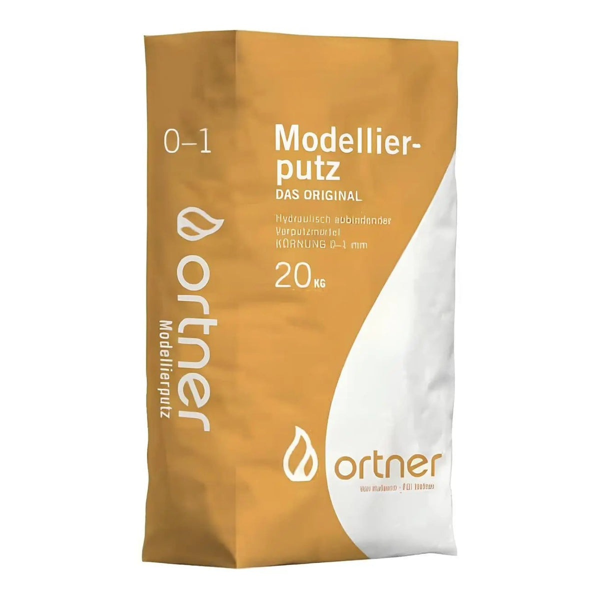 Ortner Modellierputz 0-1mm naturweiß, 20kg – Gelber Sack Modellierputz in Frontansicht