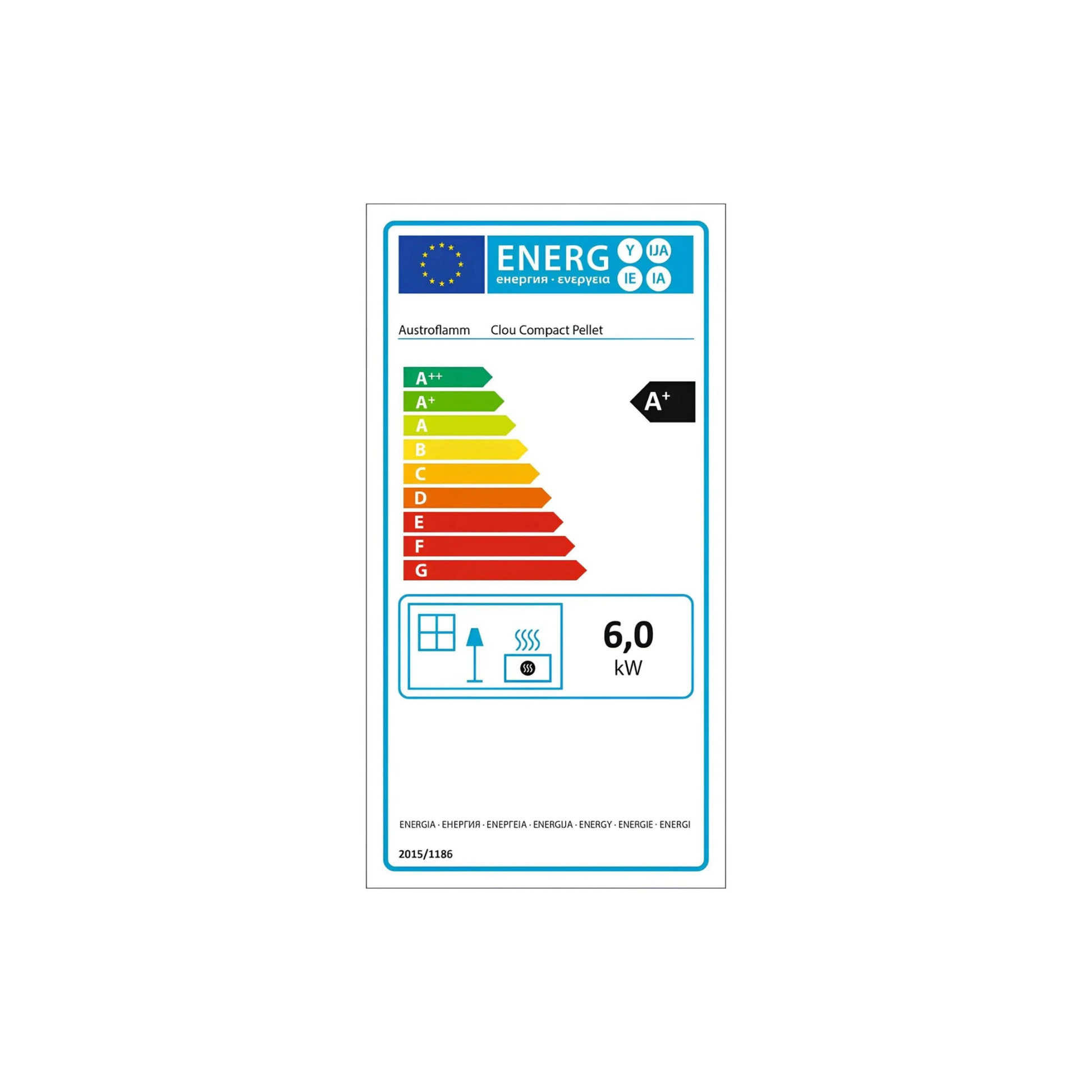 Energielabel Pelletofen Austroflamm Clou Compact Pellet 6 kW