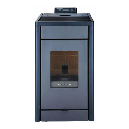 Pelletofen SCHENGER HP07 | 8 kW – Dunkler Pelletofen mit Display in Frontansicht