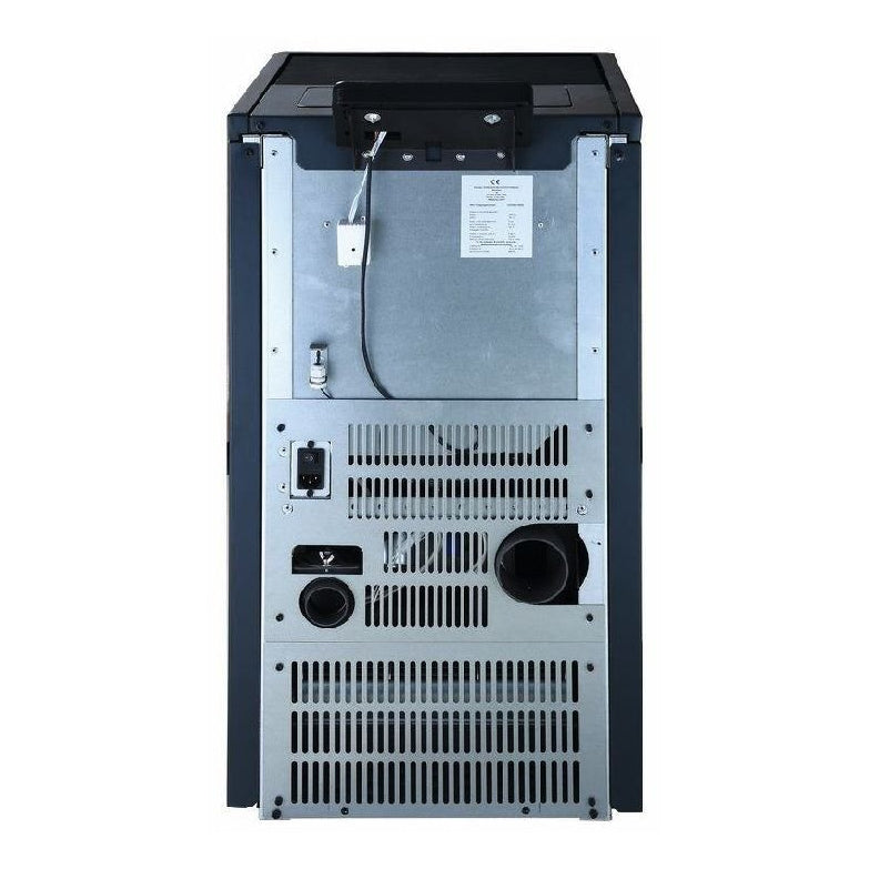 Pelletofen SCHENGER HP07 | 8 kW – Rückansicht mit Lüftungsöffnungen und Anschlüssen