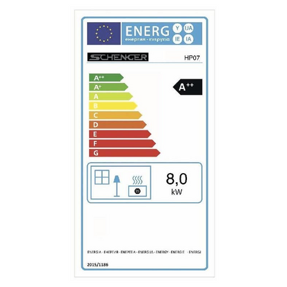 Pelletofen SCHENGER HP07 | 8 kW – Vollständiges Energielabel
