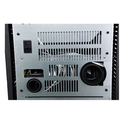 Pelletofen SCHENGER HP51 | 8,8 kW – Detail der rückseitigen Anschlüsse und Lüftungsöffnungen