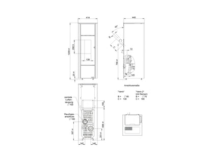 Pelletofen Wodtke family.nrg air+ Maße - ofenerlebnis.de