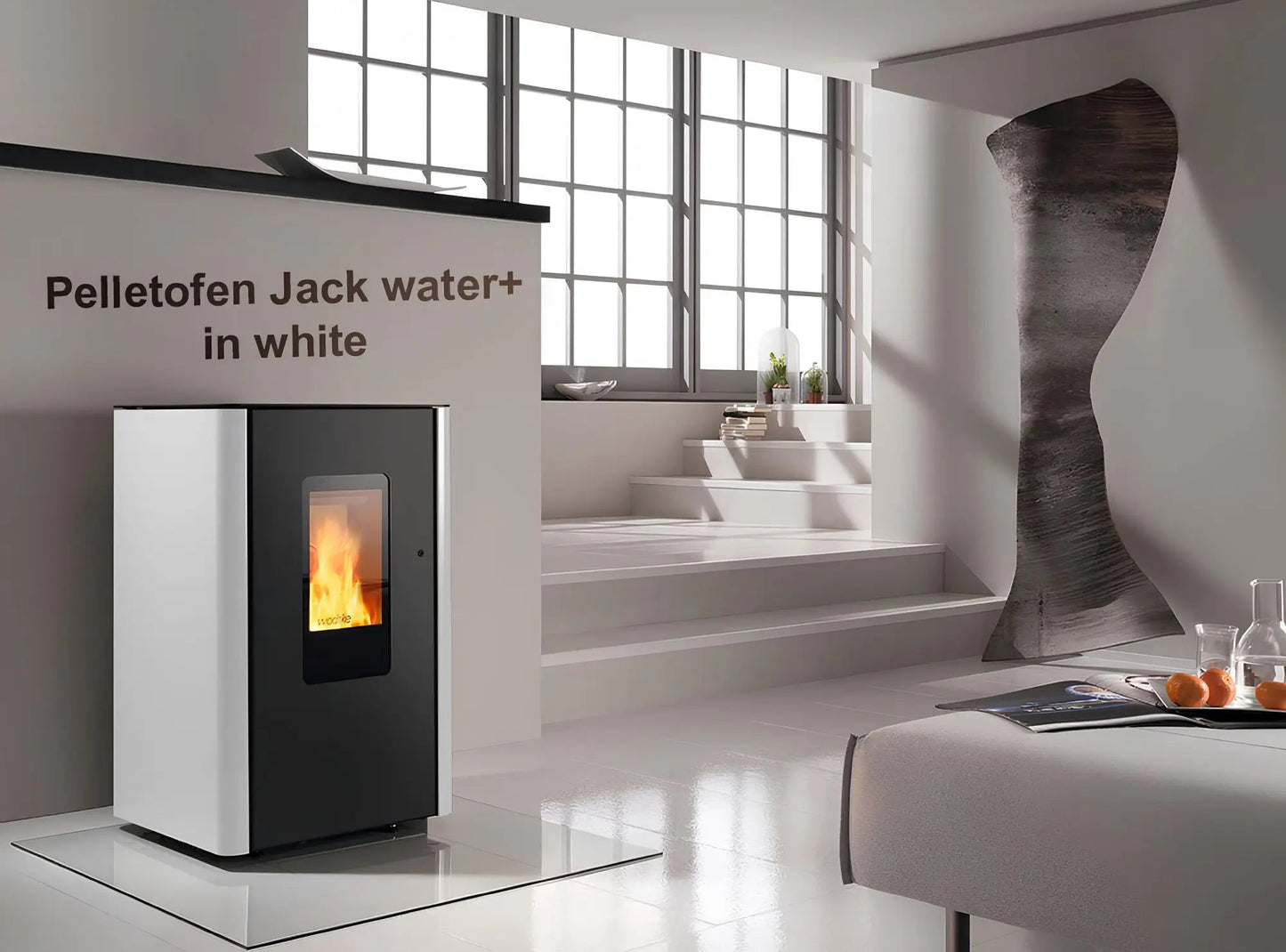 Pelletofen Wodtke Jack water+ wasserführend white - ofenerlebnis.de
