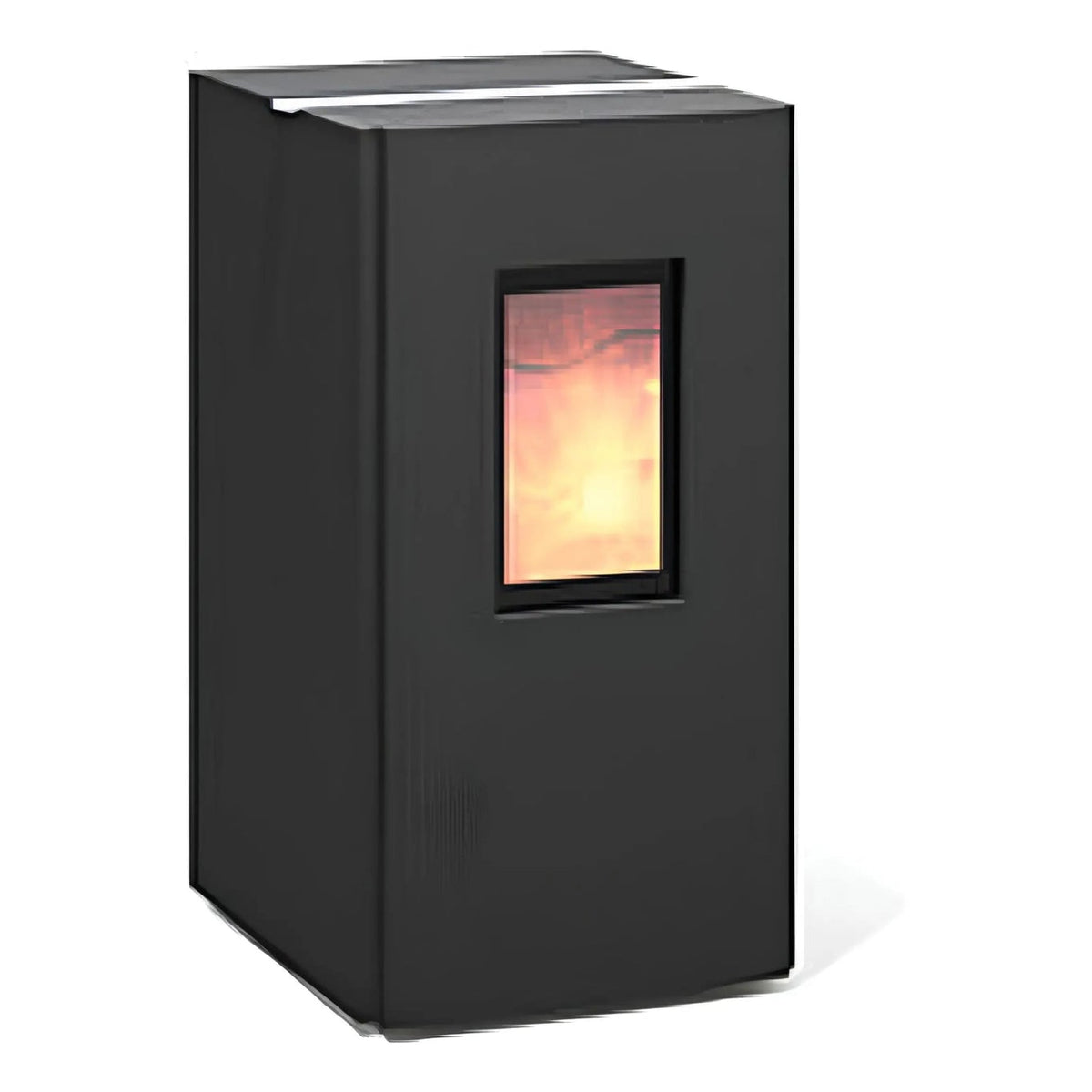 Pelletofen Wodtke Pat water+ | 8/10 kW | wasserführend – Pelletofen mit Feuer und farbiger oberer Dekorleiste auf Weiß