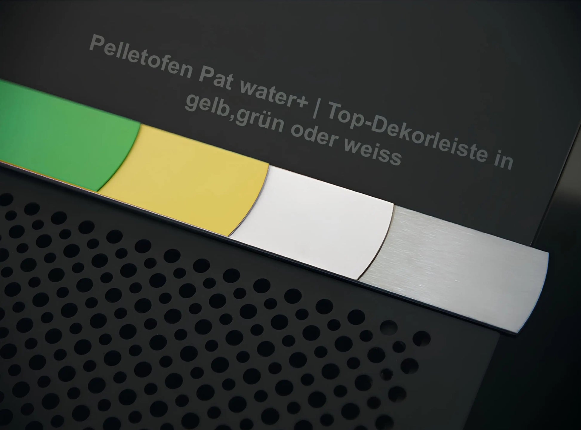 Pelletofen Wodtke Pat water+ wasserführend - Top-Dekorleiste in gelb,grün oder weiss - ofenerlebnis.de