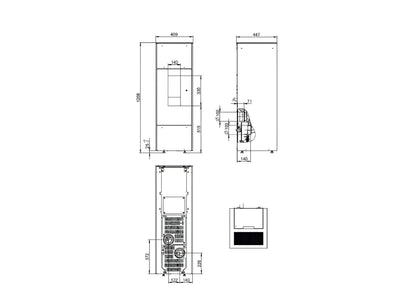 Pelletofen Wodtke Shogun air+ Maße - Ofenerlebnis.de