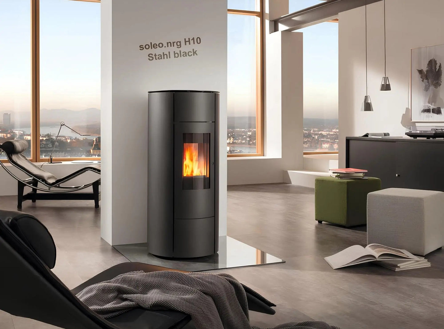 Pelletofen Wodtke soleo.nrg H10 air+ Stahl black - ofenerlebnis.de