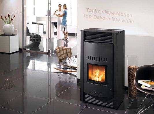 Pelletofen Wodtke Topline New Motion air+ Top-Dekorleiste white - ofenerlebnis.de