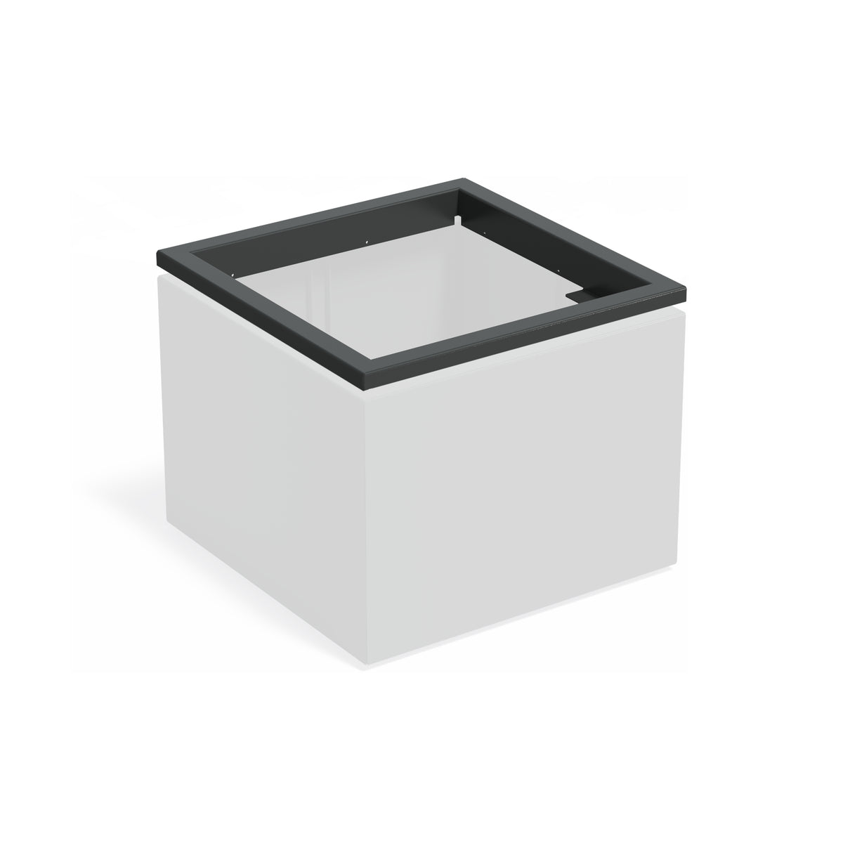 in-lite Ready Profil für Pflanzkübel ADEZZ CARREZ, quadratisch 80 × 80 × 9,1 cm, aus Aluminium – montierte Modellansicht; Pflanzkübel separat und nicht enthalten