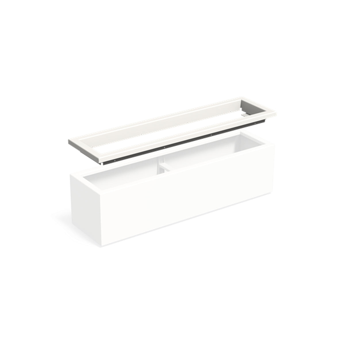 in-lite Ready Profil für Pflanzkübel ADEZZ CARREZ, rechteckig 150 × 40 × 9,1 cm, aus Aluminium – Montageansicht; Pflanzkübel separat und nicht enthalten