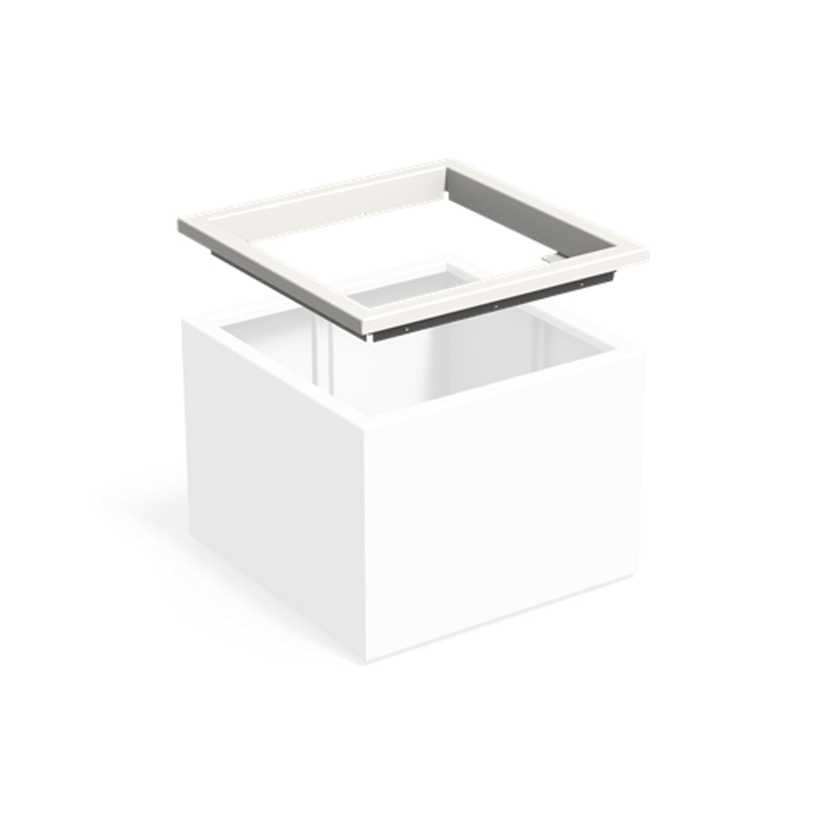 in-lite Ready Profil für Pflanzkübel ADEZZ CARREZ, quadratisch 80 × 80 × 9,1 cm, aus Aluminium – Montageansicht; Pflanzkübel separat und nicht enthalten