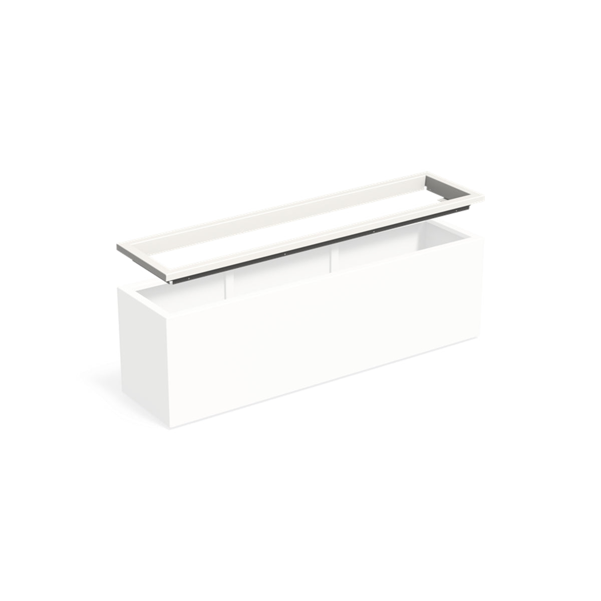 in-lite Ready Profil für Pflanzkübel ADEZZ CARREZ, rechteckig 200 × 50 × 9,1 cm, aus Aluminium – Montageansicht; Pflanzkübel separat und nicht enthalten