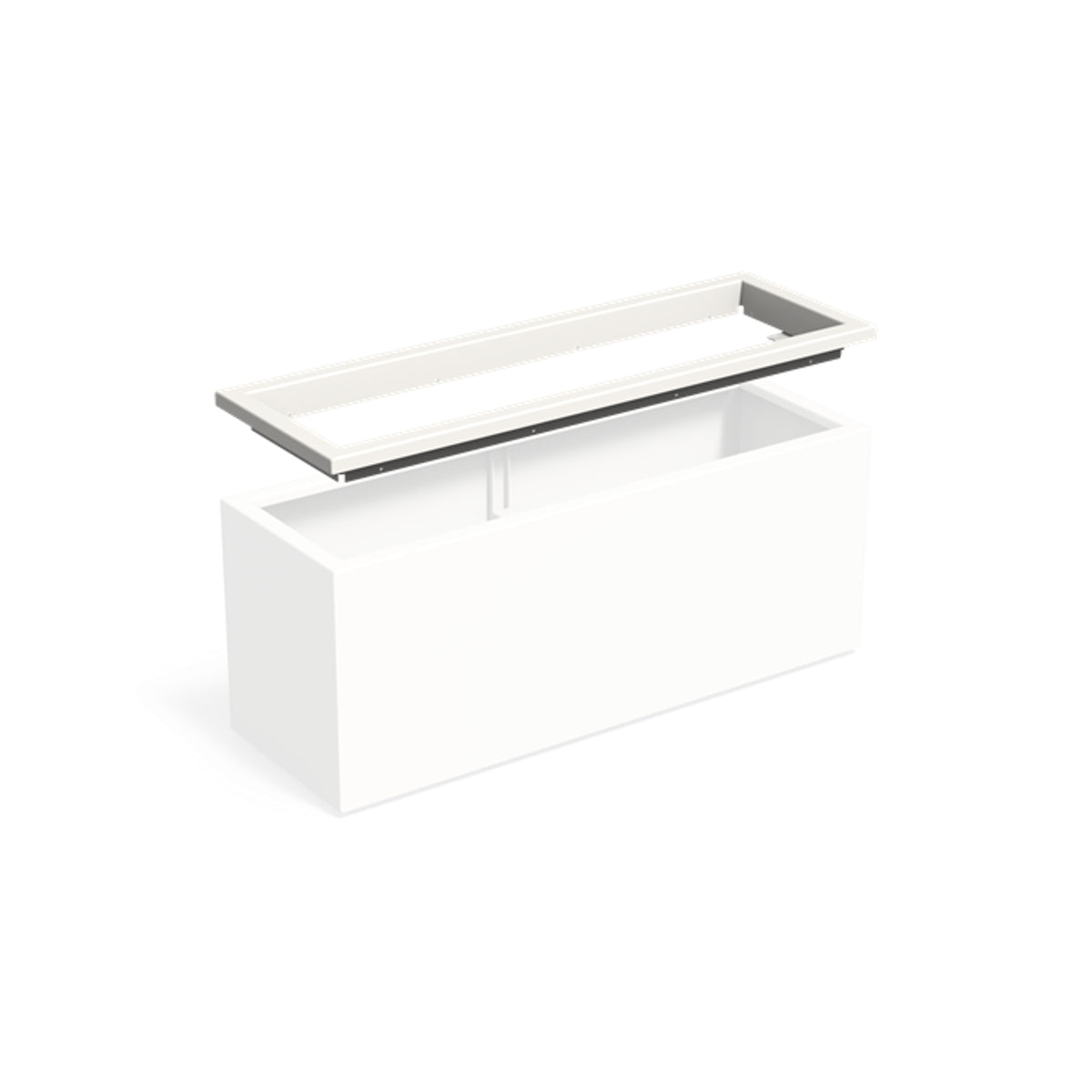 in-lite Ready Profil für Pflanzkübel ADEZZ CARREZ, rechteckig 150 × 50 × 9,1 cm, aus Aluminium – Montageansicht; Pflanzkübel separat und nicht enthalten