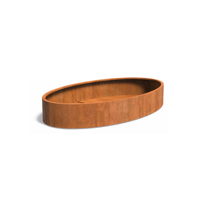 Pflanzkübel ADEZZ ELLIPSE aus Cortenstahl, 280 × 160 × 40 cm