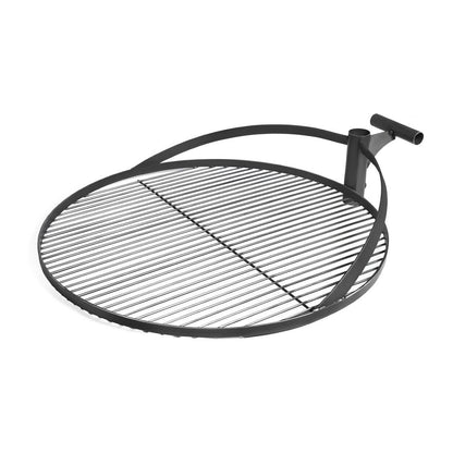 Premium Feuerschale Bandito + Grillrost – Runder Grillrost mit Halterung und Griff auf Weiß