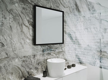 Profix Black – Wandspiegel im schwarzen Rahmen aus gebürstetem Aluminium - Ofenerlebnis.de