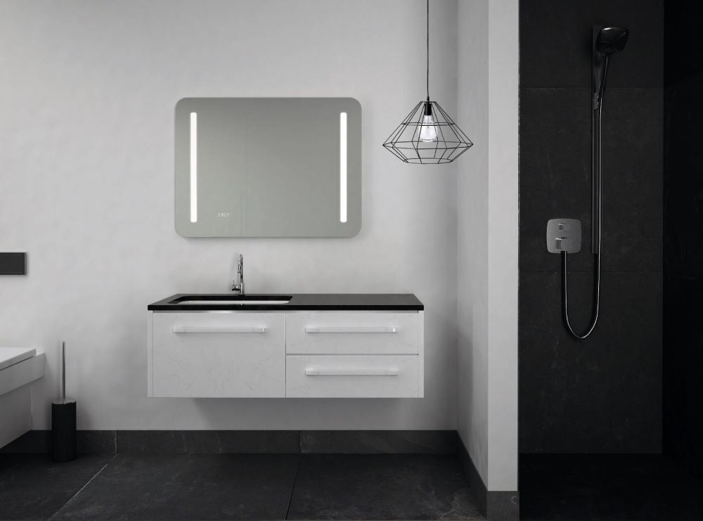 Ready 2 – Wandspiegel mit LEDs und beleuchteter elektronischer Uhr - Ofenerlebnis.de