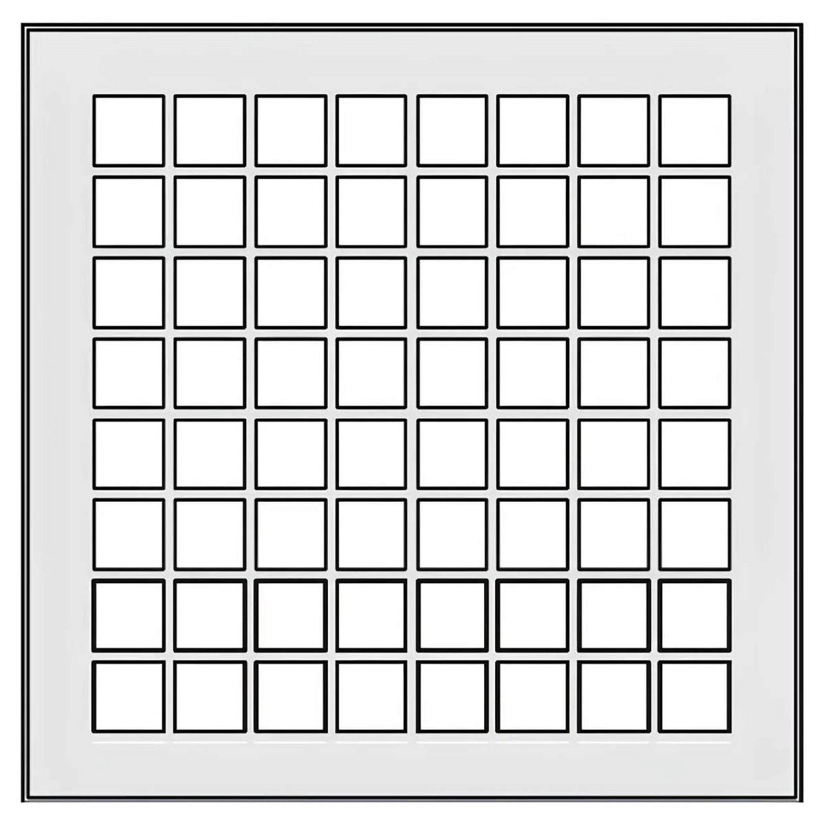Schachteintrittsgitter 150 x 150mm - einwandig - eka edelstahlkamine complex E – Vollständige Frontzeichnung des quadratischen Gitters