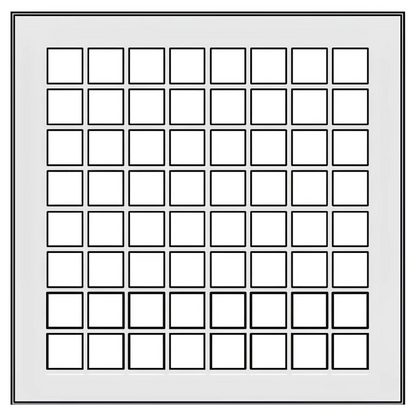 Schachteintrittsgitter 150 x 150mm - einwandig - eka edelstahlkamine complex E – Vollständige Frontzeichnung des quadratischen Gitters