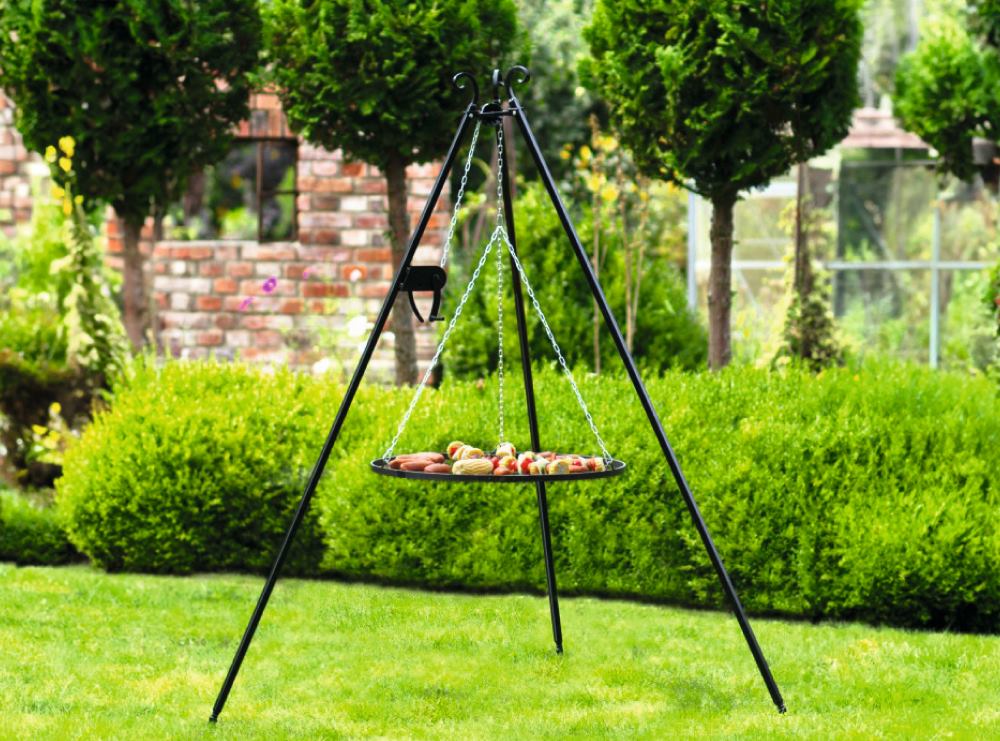 Schwenkgrill 180 cm - Grillrost aus Edelstahl + Kurbel, 50 - 80 cm - Ofenerlebnis.de