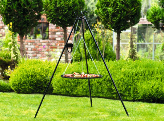 Schwenkgrill 180 cm - Grillrost aus Edelstahl + Kurbel, 50 - 80 cm - Ofenerlebnis.de