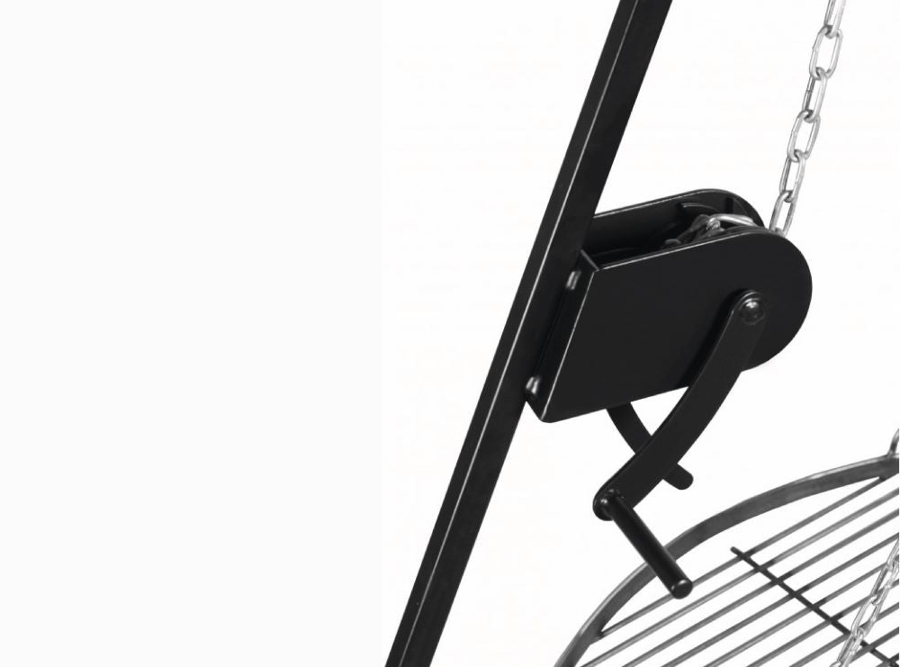 Schwenkgrill 180 cm - Grillrost aus Edelstahl + Kurbel, 50 - 80 cm - Ofenerlebnis.de