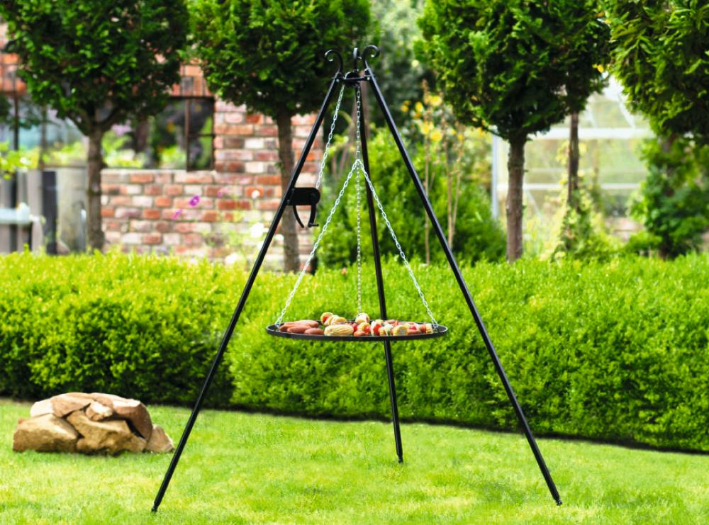 Schwenkgrill 180 cm - Grillrost aus Rohstahl + Kurbel, 50 - 80 cm - Ofenerlebnis.de