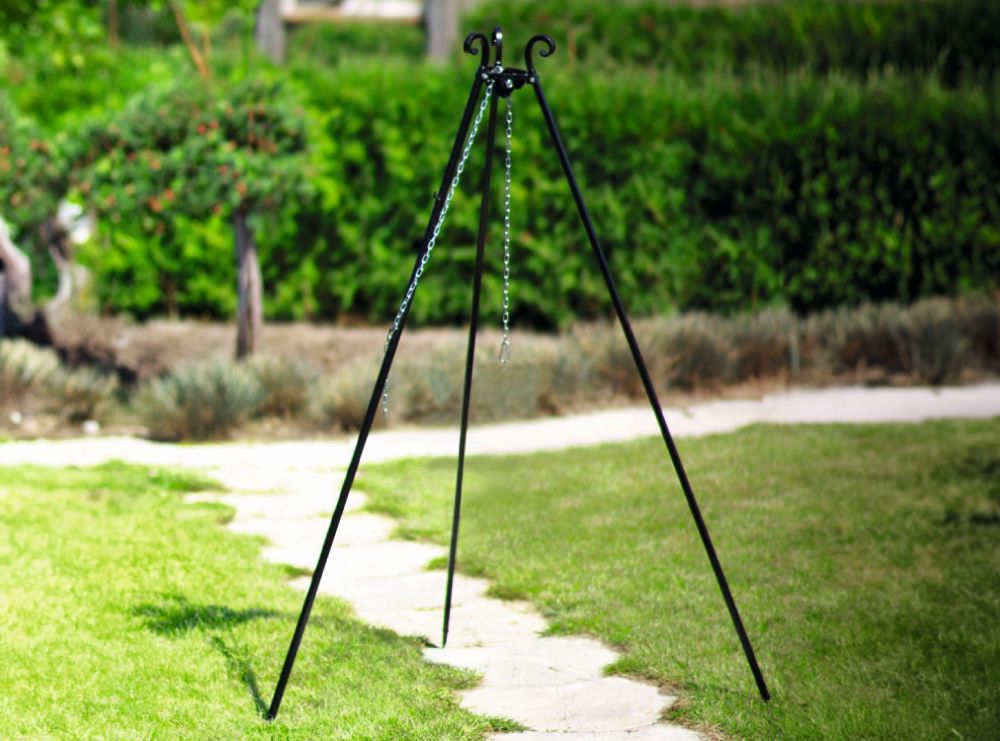 Wok am Dreibein, 180 cm Höhe aus Rohstahl - Ofenerlebnis.de