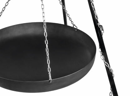 Wok am Dreibein, 180 cm Höhe aus Rohstahl + Kurbel - Ofenerlebnis.de