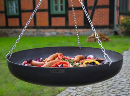 Wok am Dreibein, 180 cm Höhe aus Rohstahl + Kurbel - Ofenerlebnis.de