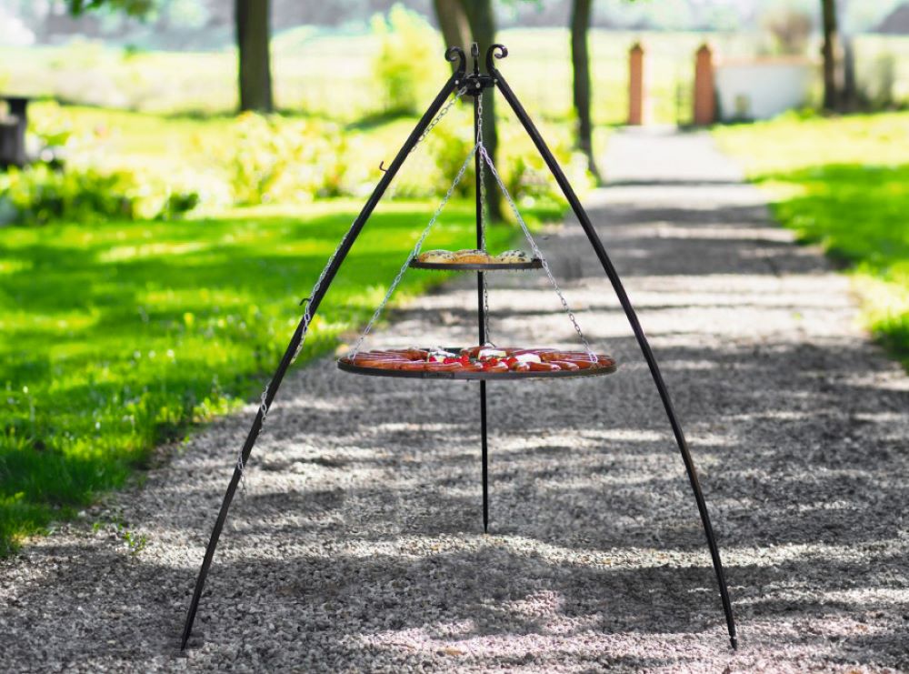 Schwenkgrill 200 cm - Doppelrost aus Edelstahl - Ofenerlebnis.de