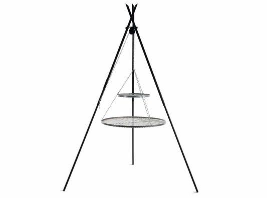 Schwenkgrill „TIPI“ 210 cm - Doppelrost aus Edelstahl - Ofenerlebnis.de