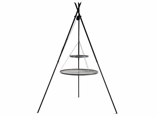 Schwenkgrill „TIPI“ 210 cm - Doppelrost aus Rohstahl - Ofenerlebnis.de