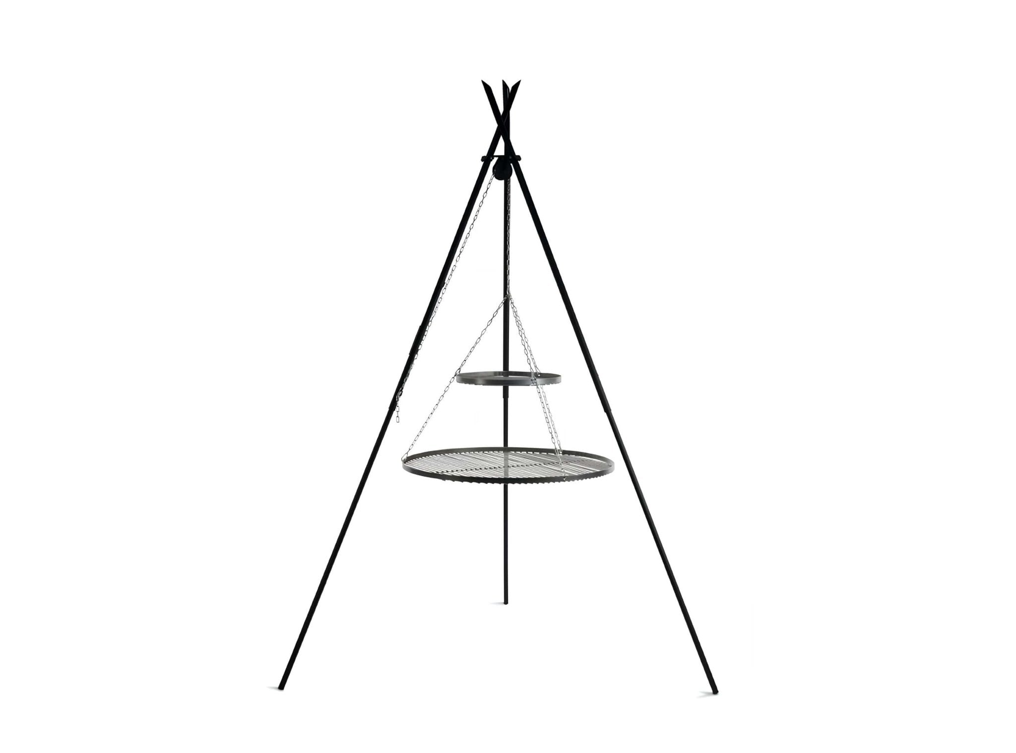 Schwenkgrill Tipi 210 cm mit Doppelrost aus Rohstahl