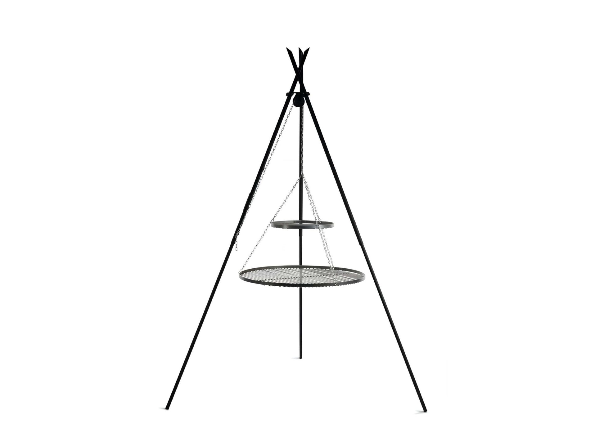 Schwenkgrill Tipi 210 cm mit Doppelrost aus Rohstahl