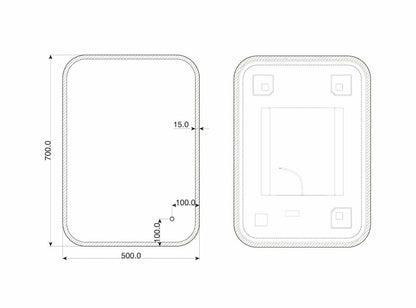 Senso Plus – Rechteck Wandspiegel mit LED und Berührungsschalter, 50 x 70 cm - Ofenerlebnis.de
