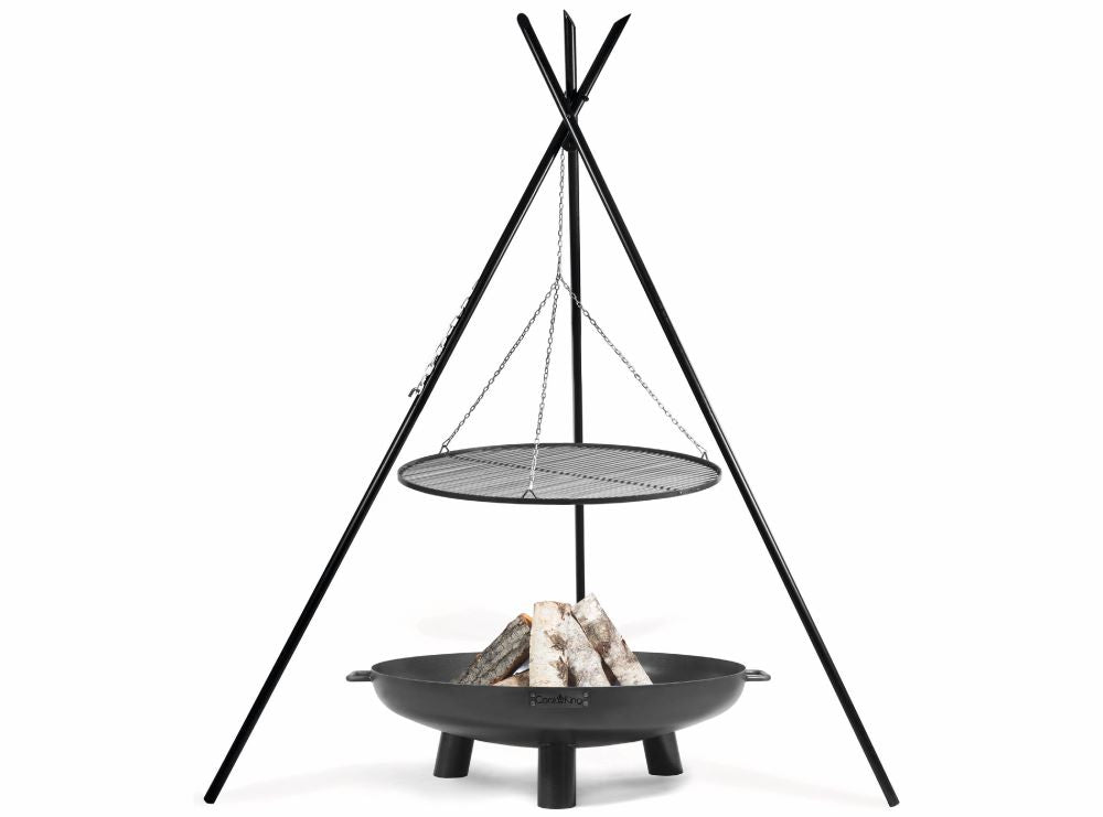 "Set" Schwenkgrill „TIPI“ 210cm mit Grillrost und Feuerschale BALI - Ofenerlebnis.de