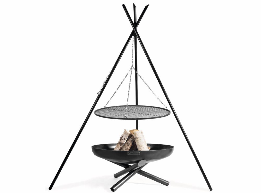 "Set" Schwenkgrill „TIPI“ 210cm mit Grillrost und Feuerschale INDIANA - Ofenerlebnis.de