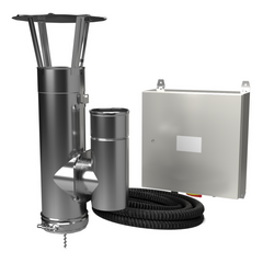Wodtke Comfort-Paket iClean TOP Airjekt 1 DW Ø 150 mm – Herstellerabbildung des Airjekt 1 TOP mit Regenhaube und Wetterschutzkasten