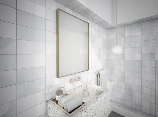 Stark Gold – Rechteck Wandspiegel aus gebürstetem Aluminium, 60 x 80 cm - Ofenerlebnis.de